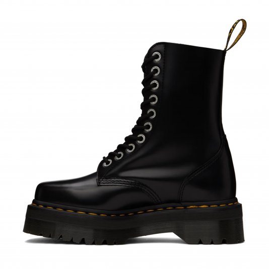 1490 Platform Squared Toe Black Polished Smooth