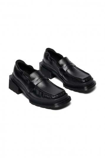 Loafers Maybole Square Toe Black Milled Gloss