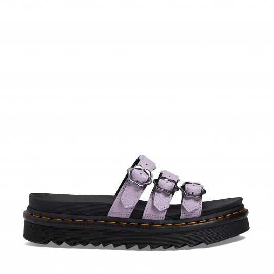Blaire Slide Flower Lilac Milled Nappa