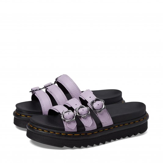 Blaire Slide Flower Lilac Milled Nappa