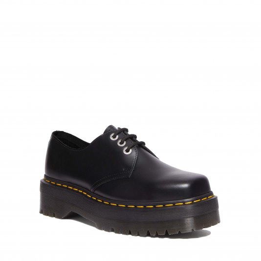 1461 Platform Squared Toe Black Polished Smooth