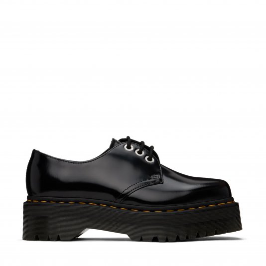 1461 Platform Squared Toe Black Polished Smooth