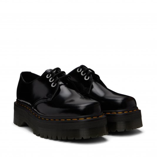1461 Platform Squared Toe Black Polished Smooth