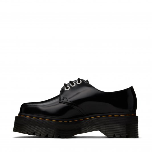 1461 Platform Squared Toe Black Polished Smooth
