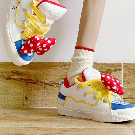 Bake Cat Bow Cute White/Blue/Yellow/Red