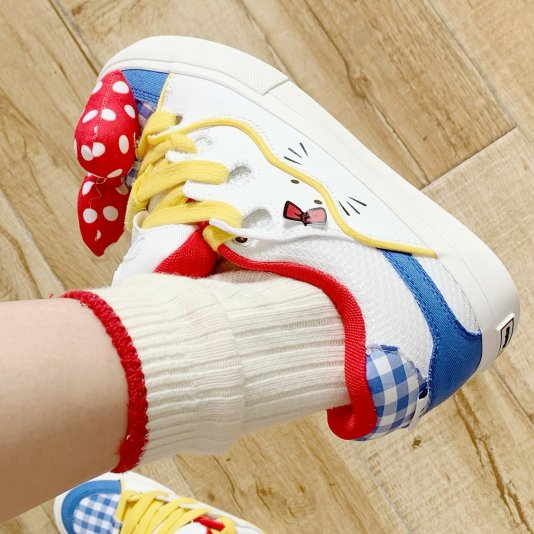 Bake Cat Bow Cute White/Blue/Yellow/Red