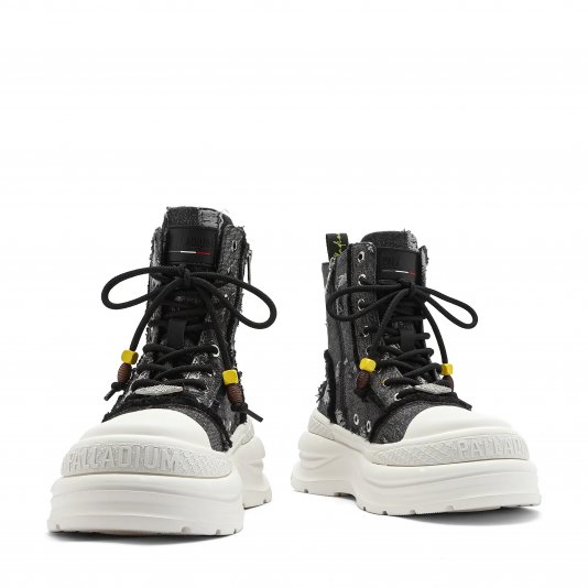 Martin Boots Distressed Denim Black/Grey