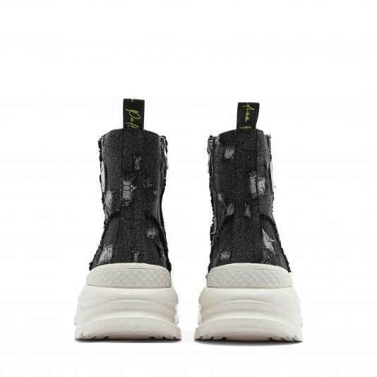 Martin Boots Distressed Denim Black/Grey