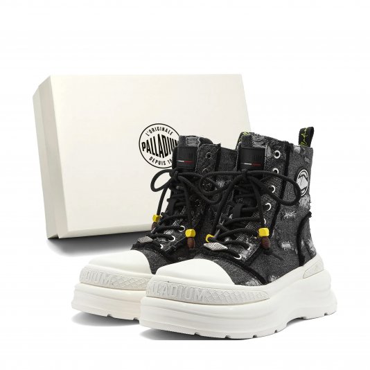 Martin Boots Distressed Denim Black/Grey