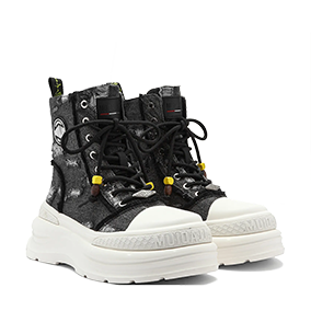 Martin Boots Distressed Denim Black/Grey