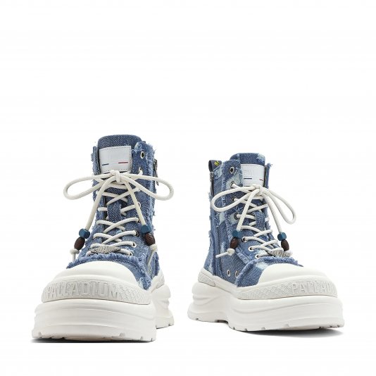 Martin Boots Distressed Denim Blue