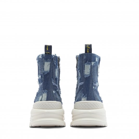 Martin Boots Distressed Denim Blue