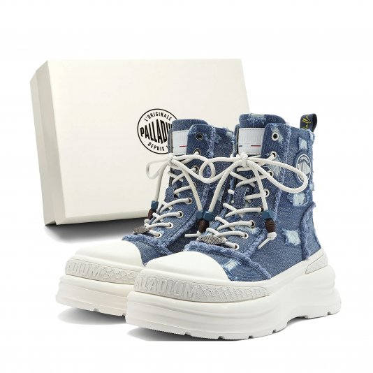 Martin Boots Distressed Denim Blue