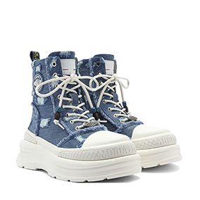 Martin Boots Distressed Denim Blue