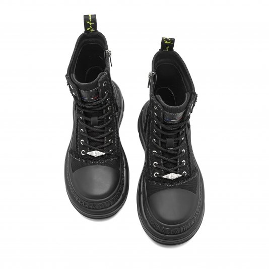 Martin Boots Distressed Denim Mono Black