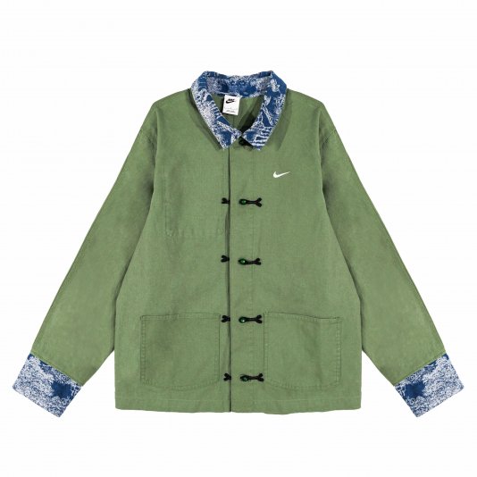 [ CUSTOM ] Life Unlined Chore Coat Hand-Patchwork Oil Green/Navy