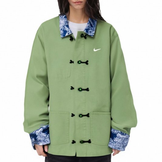 [ CUSTOM ] Life Unlined Chore Coat Hand-Patchwork Oil Green/Navy