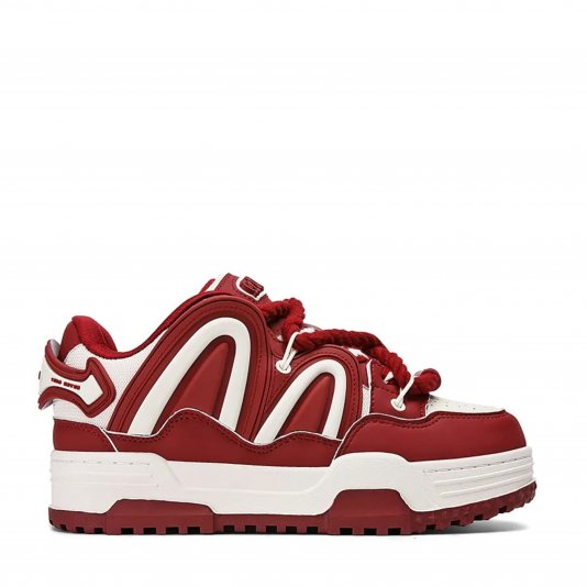 Rope Puff White/Wine Red