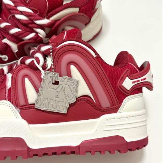 Rope Puff White/Wine Red