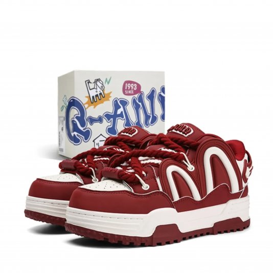 Rope Puff White/Wine Red