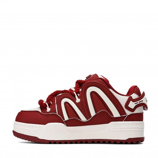 Rope Puff White/Wine Red