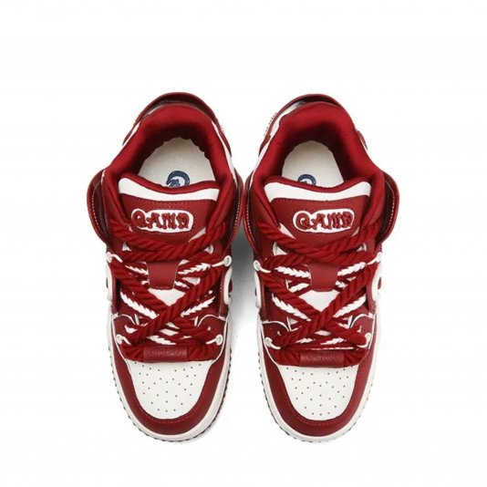 Rope Puff White/Wine Red