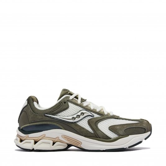 Grid Fusion White/Olive/Tan