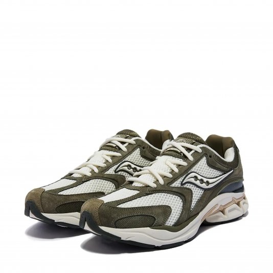 Grid Fusion White/Olive/Tan