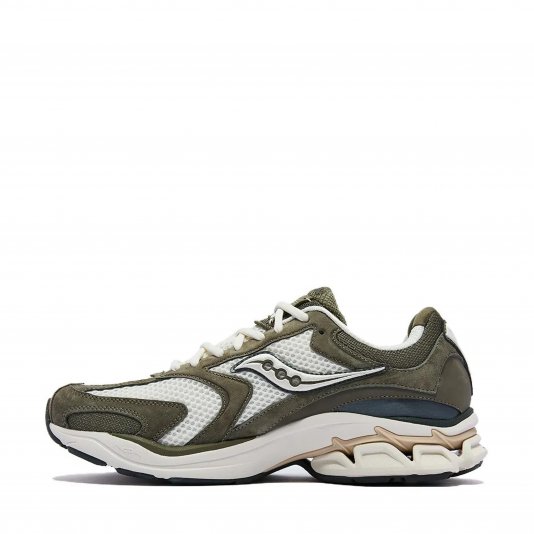 Grid Fusion White/Olive/Tan
