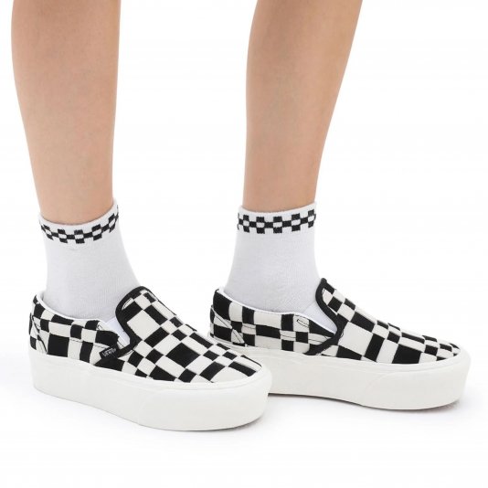 Slip-On Classic Max Stackform Woven Check/Black/White