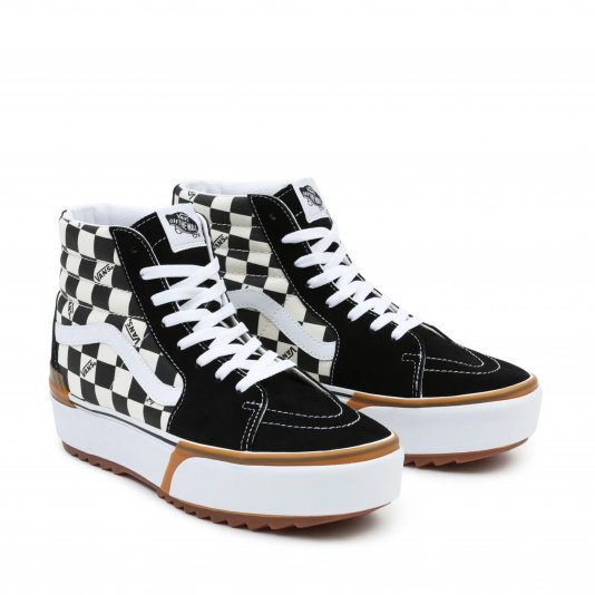 Sk8-HI Stacked Checkerboard Black/White