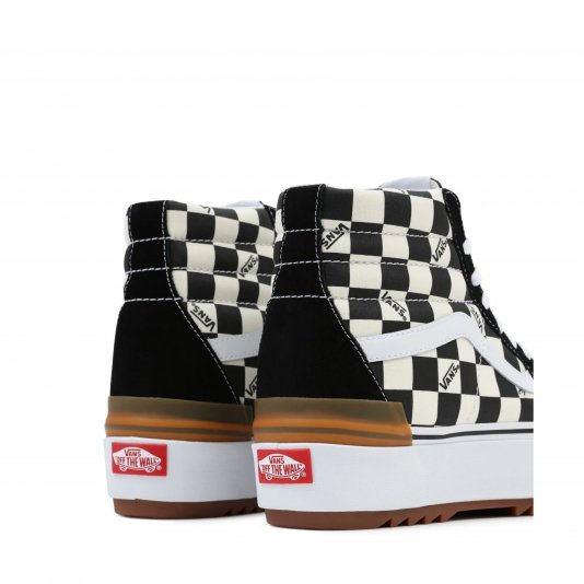 Sk8-HI Stacked Checkerboard Black/White