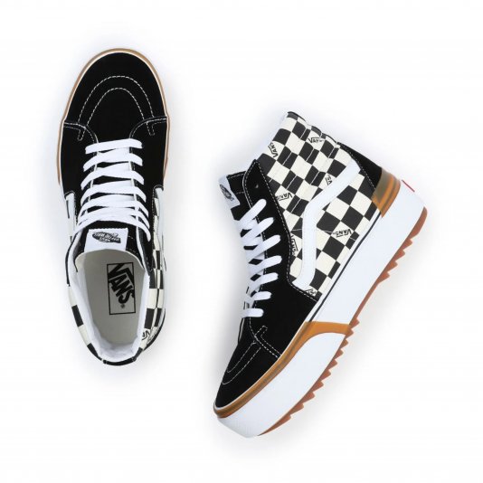Sk8-HI Stacked Checkerboard Black/White